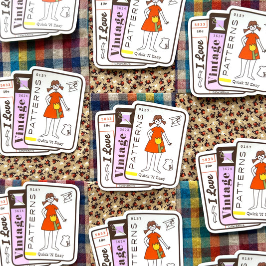 I Love Vintage Patterns Sticker