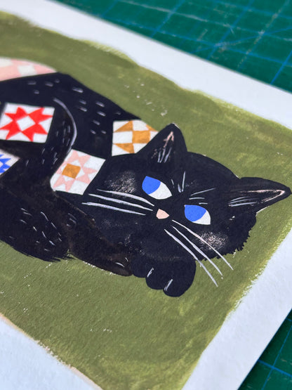Quilty Cat Art Print